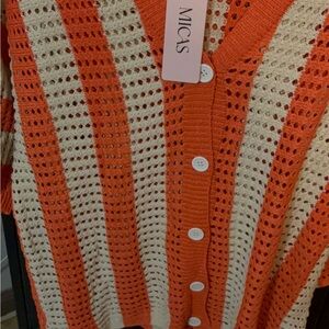 Micas Orange and Cream Women's Swim crochet 2 piece cover up